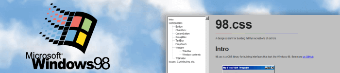 98.css, une librairie CSS pour donner un style de Windows 98 à votre site